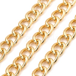 Oxidation Aluminum Cuban Link Chains, Unwelded, with Spool, Golden, 14.5x10.5x2mm, about 65.62 Feet(20m)/Roll