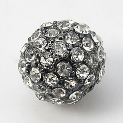 Perles de strass en alliage, Grade a, ronde, gunmetal, cristal, 10mm, Trou: 2mm