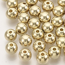 Ccb perline di plastica, per la creazione di gioielli fai da te, tondo, oro, 7x6.5mm, foro: 1.5mm, circa 2600pcs/500g