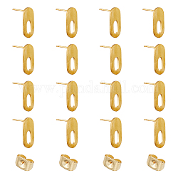 DICOSMETIC 10Pairs 304 Stainless Steel Stud Earring Findings, with Hole, Oval, Golden, 19x9mm, Hole: 8x4mm, Pin: 0.7mm
