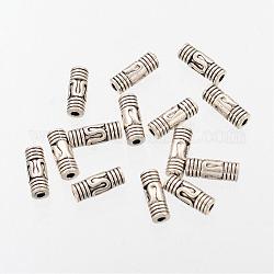 Column Tibetan Silver Tube Beads, Lead Free & Cadmium Free, Antique Silver, about 3.5 mm wide, 8mm long, Hole: 1mm