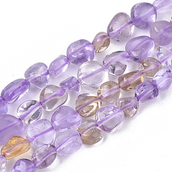 Chapelets de perles en amétrine naturelle, pépites, pierre roulée, 5~11x5~8x3~6mm, Trou: 0.8mm, environ: 52~56 perle / Chapelet, 15.94 pouce (40.5 cm)
