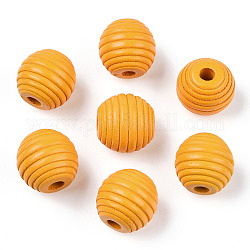 Gemalte natürliche Holzbienenstockperlen, Runde, golden, 18x17 mm, Bohrung: 3.5~4 mm