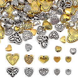 Nbeads 200pcs 10 perles en alliage de style tibétain, couleur mixte, 5~10x6~13x3~5mm, Trou: 1~2mm, 20 pièces / style