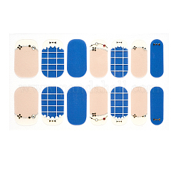 Adesivi per unghie con copertura totale, autoadesiva, per le decorazioni delle punte delle unghie, blu, 24x8mm, 14pcs / scheda
