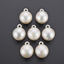 Colgantes de perlas de imitación de plástico abs galvanizado, redondo, color de concha, 21.5x17mm, agujero: 2 mm