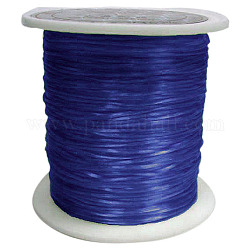 Cuerda de cristal elástica plana, Hilo de cuentas elástico, para hacer la pulsera elástica, teñido, azul, 0.8mm, alrededor de 65.61 yarda (60 m) / rollo