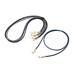 Brillenketten, Halsband für Brillen, mit Glasperlen, Messing Perlen, Alu-Hummerkrallenverschlüsse und Gummischlaufenenden, Mischfarbe, 28.9 Zoll (73.5 cm), 3 mm