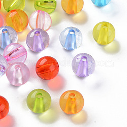 Transparent Acrylic Beads, Round, Mixed Color, 10x9mm, Hole: 2mm, about 940pcs/500g