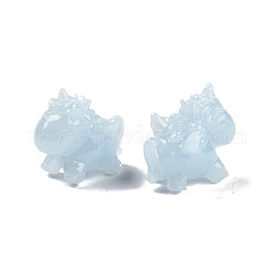 Perline di resina opaco, giada imitato, unicorno, azzurro, 18x23x14.5mm, Foro: 1.5 mm