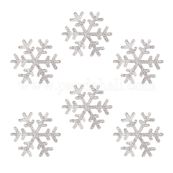 Adesivo autoadesivo con strass glitter, fiocco di neve, cirstallo, 80x89x1.5mm, 6pcs/scatola