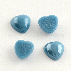 Pearlized Plated Opaque Glass Cabochons, Heart, Light Sky Blue, 10x10x4mm
