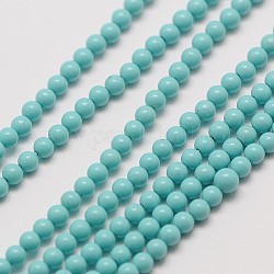 Fili di perline tonde sintetiche turchese taiwan, 3mm, Foro: 0.8 mm, circa 126pcs/filo, 16 pollice