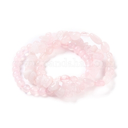 Pulseras elásticas naturales de cuarzo rosa, pulseras apilables, formas redondas y chips, 1/4~1/2 pulgada (0.6~1.3 cm), diámetro interior: 2-1/8~2-1/4 pulgada (5.5~5.7 cm), 3 PC / sistema