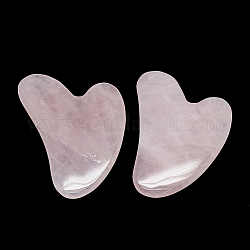 Натуральный розовый кварц гуа-ша доски, очищающие массажные инструменты, gua sha лицевые инструменты, сердце, 81~84x58~60x7~8 мм