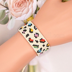 Braccialetto di perline intrecciate con semi di miyuki, braccialetto dell'amicizia a fascia larga per le donne, colorato, 11 pollice (28 cm)