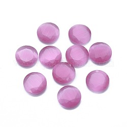 Katzenauge-Cabochons, facettiert, Flachrund, neon rosa , 9.5x2.5~3.5 mm