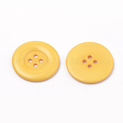 Boutons acryliques avec 4 trou, plat rond, orange, 34x3mm, Trou: 3mm