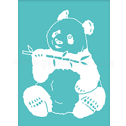 Pochoir de sérigraphie auto-adhésif, pour la peinture sur bois, tissu de t-shirt de décoration de bricolage, turquoise, motif panda, 19.5x14 cm