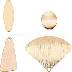 Brass Pendant, Long-Lasting Plated, Nickel Free, Triangle & Fan & Oval, Real 18K Gold Plated, 4 shapes, 5pcs/shape, 20pcs/box