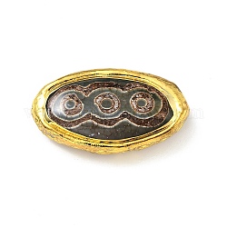 Perles de style tibétain, Perles d'agate naturelles, avec les accessoires en laiton de tonalité d'or, sans plomb et sans cadmium, oeil de cheval, 3 œil, 46.5~49x25~28x9.5~13mm, Trou: 1.2mm