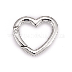 Anillos de puerta de resorte de aleación, anillos del corazón, Platino, 31x34x5mm, diámetro interior: 16.5x24 mm