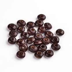 Natural Wood Beads, Flat Round, Lead Free, Dyed, Brown, about 8mm in diameter, 4mm thick, hole: 2.5mm, about 11157pcs/1000g