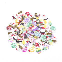 Handmade Fimo Nagelkunstdekoration, Mode Nagelpflege, kein Loch, Kuchen, Mischfarbe, 10000 Stück / Beutel, 3~6x5~7x0.5 mm