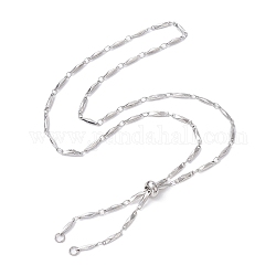 304 Halskette mit facettierten Stabgliedern aus Edelstahl, Schieberkette, passend für Verbindungsanhänger, Edelstahl Farbe, 23-7/8 Zoll (60.6 cm)