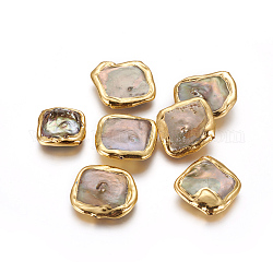 Perle coltivate d'acqua dolce perla naturale, tinto, con accessori di ottone, pepite, grigio ardesia scuro, oro, 20~34x20~26.5x4.5~6mm, Foro: 0.7 mm