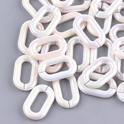 Acrílico imitación perla que une anillos, conectores de enlace rápido, para la fabricación de cadenas de joyería, color de ab, oval, color de concha, 31x19x5mm