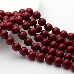 Shell Pearl Beads Strands, Grade A, Polished, Round, Red, 10mm, Hole: 0.8~1.0mm, about 38pcs/strand