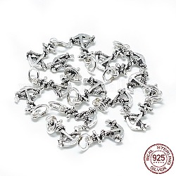 Thailand 925 Sterling Silver Charms, with Jump Ring, Anchor, Antique Silver, 13x9x2.5mm, Hole: 4mm