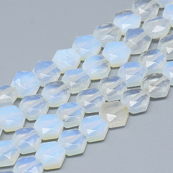 Chapelets de perles d'opalite, facette, hexagone, 7~8x8x4mm, Trou: 1mm, Environ 27 pcs/chapelet, 7.8 pouce