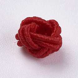 Perlas de tejido de poliéster, redondo, rojo, 6.5x4.5mm, agujero: 4 mm