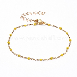 Bracelets avec chaîne de câble en 304 acier inoxydable, avec l'émail et le homard fermoirs pince, or, champagne jaune, 7-5/8 pouce (19.3 cm)