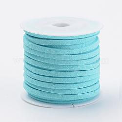 Faux Suede Cord, Faux Suede Lace, Cyan, 3x1.5mm, about 5.46 yards(5m)/roll, 25rolls/bag