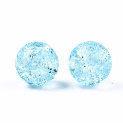 Transparente runde Perlenstränge aus Craquelé-Acryl, kein Loch, Verdeck blau, 12 mm