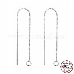 Rhodium Plated 925 Sterling Silver Ear Stud Findings, with 925 Stamp, Platinum, 70~72mm, Hole: 1.5mm, Pin: 0.6mm