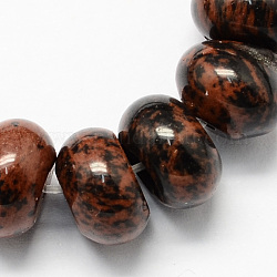 Mogano naturale perle di ossidiana fili, a forma di rondelle, marrone noce di cocco, 8x5mm, Foro: 1 mm, circa 60~65pcs/filo, 15.7 pollice