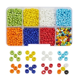 8 Colors Glass Seed Beads, Opaque Colours Seed, Round, Mixed Color, 3mm, Hole: 1mm, about 15g/color