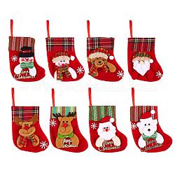 8 stücke tuch weihnachtsstrümpfe sets, Weihnachtsbaum kleiner Anhänger, für die Dekoration der Familienferienzeit, Mischformen, Mischfarbe, 120x163 mm