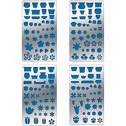 BENECREAT 4Pcs 4 Style 304 Stainless Steel Cutting Dies Stencils, for DIY Scrapbooking/Photo Album, Decorative Embossing DIY Paper Card, Flower Pattern, 17.7x10.1cm, 1pc/style
