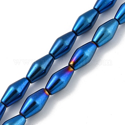 Гальванические нити из синтетических немагнитных гематитовых бусин, двухконусные, с покрытием синим, 6.2~6.5x12~12.5 мм, отверстие : 1.4 мм, около 33 шт / нитка, 16.89'' (42.9 см)