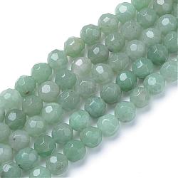 Chapelets de perle verte d'aventurine naturel, ronde à facettes, 4mm, Trou: 0.5mm, Environ 106 pcs/chapelet, 15.7 pouce