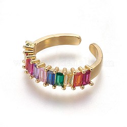 Zircone cubique anneaux de manchette, anneaux ouverts, avec les accessoires en laiton, véritable 18k plaqué or, taille 6, 16mm