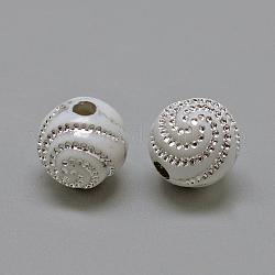 Perles acryliques plaquées, métal enlacée, ronde, blanc, 10x10x10mm, Trou: 2mm, 1100 pcs / 500 g