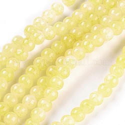 Окрашенные стеклянные бусины, круглые, желтые, 4~4.5 мм, отверстие : 0.7 мм, около 217 шт / нитка, 31.4 дюйм (80 см)