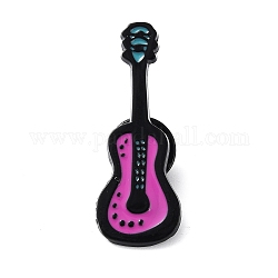 Alfileres esmaltados con tema de música rock creativa de guitarra, Insignia de aleación negra para mochila de ropa., magenta, 38x14x1.5mm