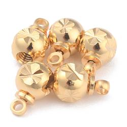 Messing Perlen, langlebig plattiert, Runde, echtes 24k vergoldet, 8.5x5.5~6 mm, Bohrung: 1.4 mm, Schraube: 3x6.2 mm
